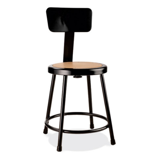 Picture of 6200 Series 18" Heavy Duty Stool w/Backrest, Supports 500 lb, 33" Seat Ht, Brown Seat, Black Back/Base, Ships in 1-3 Bus Days