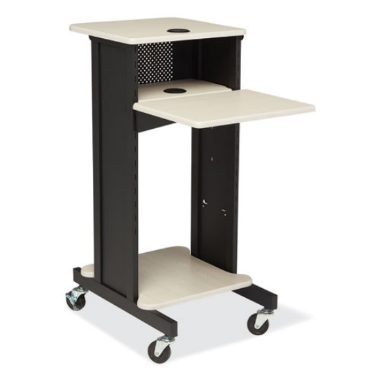 Picture of Premium Presentation Cart, 4 Shelves, 18" x 30" x 40.5", Ivory/Black, Ships in 1-3 Business Days