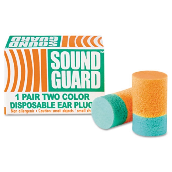 Picture of 6515001376345, SKILCRAFT EAR PLUGS, CORDLESS, PVC FOAM, ORANGE/GREEN, 200 PAIRS/BOX