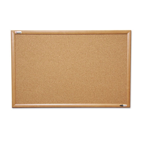 Picture of 7195012182026 SKILCRAFT Quartet Cork Board, 48 x 36, Tan Surface, Oak Wood Frame