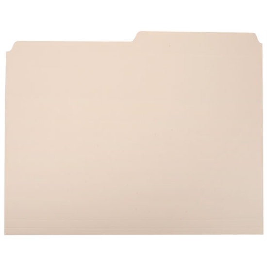Picture of 7530002815945 SKILCRAFT Manila File Folder, 1/2-Cut Tabs: Assorted, Letter Size, 0.75" Expansion, Manila, 100/Box