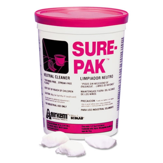 Picture of 7930014181104, Skilcraft, Ecolab Sure Pak Floor Cleaner, Fresh Scent, 100 Packs/tub