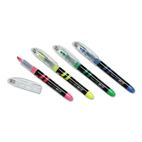 Picture of 7520014613779 Skilcraft Go-Brite Liquid Highlighters, Assorted Ink Colors, Chisel Tip, Assorted Barrel Colors, 4/set