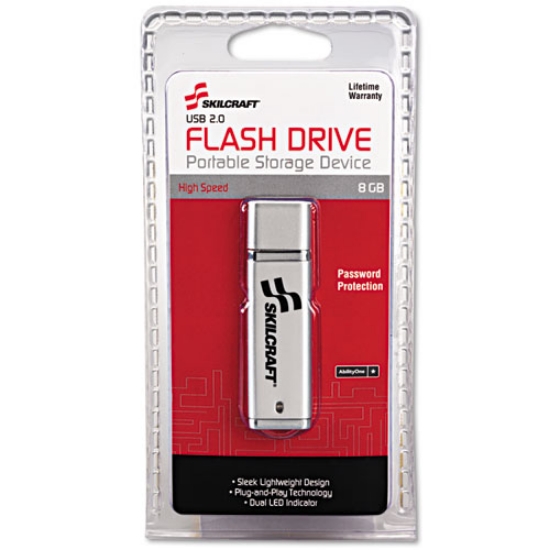 Picture of 7045015584985, Skilcraft Ultra-Slim Flash Drive, 8 Gb, Silver