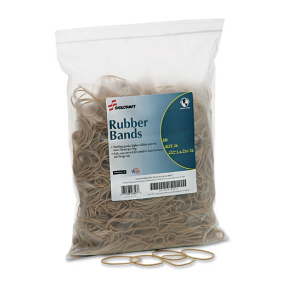 Picture of 7510015783517 Skilcraft Rubber Bands, Size 16, 0.03" Gauge, Beige, 1 Lb Box, 2,300/pack