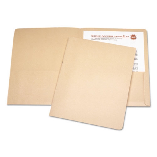 Picture of 7510005842492 Skilcraft Double Pocket Portfolio, 0.38" Capacity, 11 X 8.5, Tan, 25/box