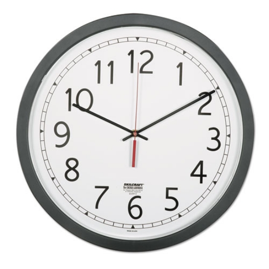 Picture of 6645016238824 Skilcraft Quartz Wall Clock, 16.5" Overall Diameter, Black Case, 1 Aa (sold Separately)