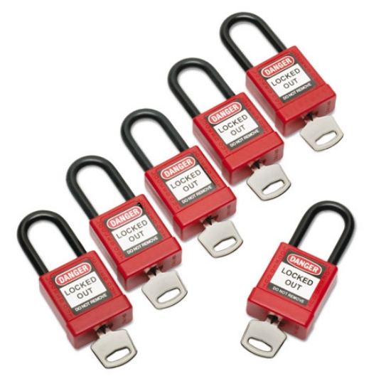 Picture of 5340016502636, Lockout Tagout Padlocks, 1 Set Of 6 Keyed Alike