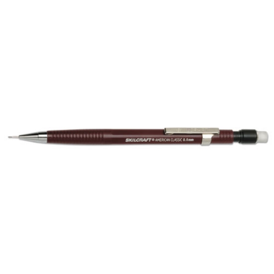 Picture of 7520016522436 SKILCRAFT American Classic Mechanical Pencil, 0.5 mm, F (#2.5), Black Lead, Burgundy Barrel, Dozen