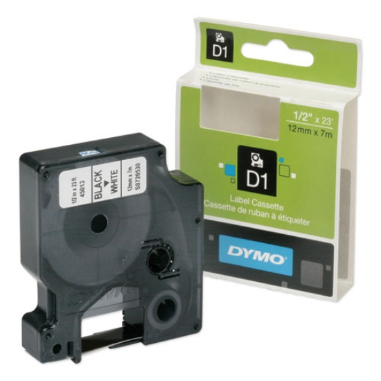 Picture of 7510016576746, Dymo/skilcraft Label Cassette, 0.5" X 24 Ft, White/black