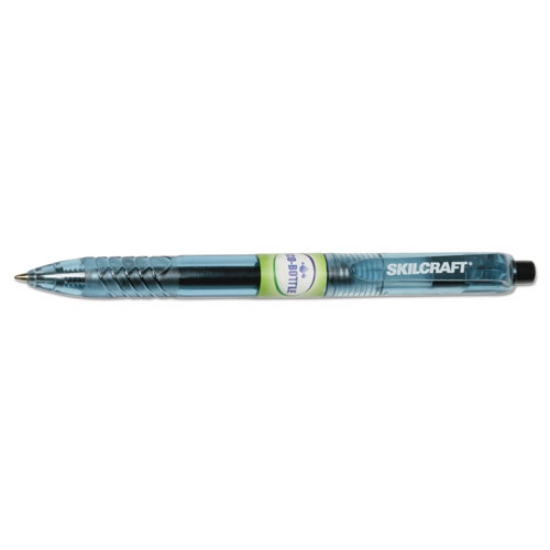 Picture of 7520016580393 Skilcraft Eco-Bottle Gel Pen, Retractable, Medium 0.7 Mm, Black Ink, Translucent Black Barrel, Dozen