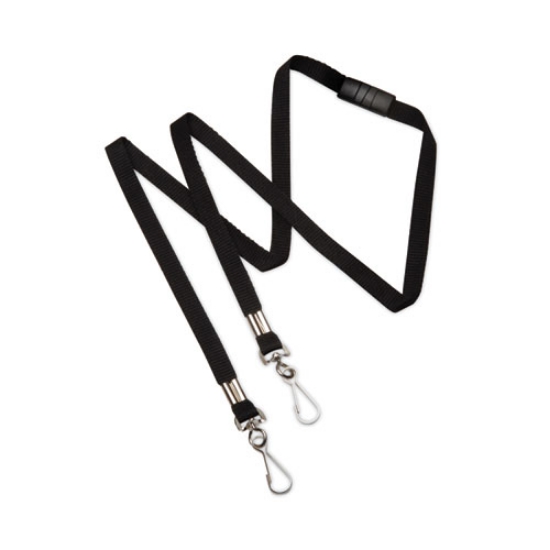 Picture of 8455016988429 SKILCRAFT Face Mask Lanyard, Metal J-Hook Fastener, 36" Long, Black, Dozen