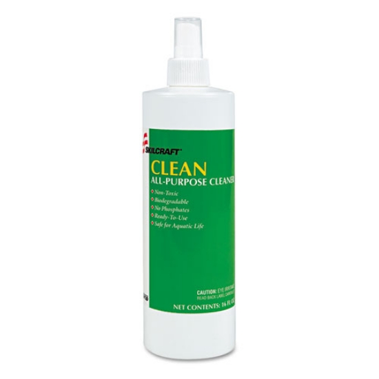 Picture of 7930009265280, Skilcraft, Clean All-Purpose Cleaner, Fragrance-Free, Alkaline Base, 16 Oz Spray Bottle, 48/Carton