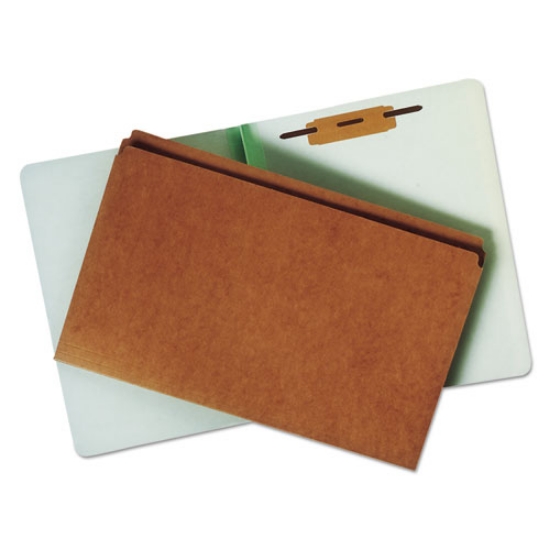 Picture of 7530009268981 SKILCRAFT Extra Heavy-Duty Classification Folder, 1.5" Expansion, 1 Fastener, Letter Size, Light Green, 100/Box