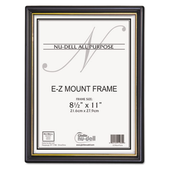 Picture of Ez Mount Document Frame With Trim Accent And Plastic Face, Plastic, 8.5 X 11 Insert, Black/gold, 18/carton