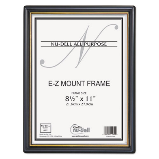 Picture of Ez Mount Document Frame With Trim Accent And Plastic Face, Plastic, 8.5 X 11 Insert, Black/gold