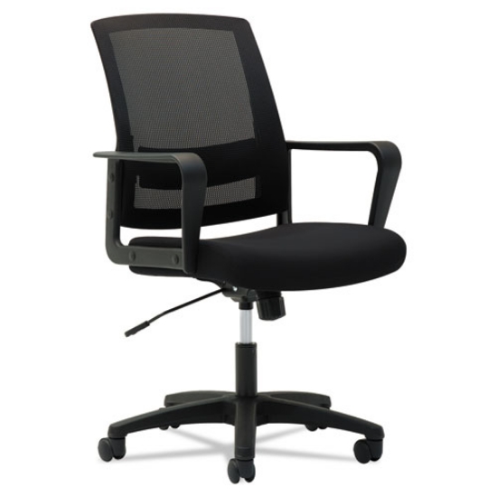 Picture of Mesh Mid-Back Chair, Supports Up To 225 Lb, 17" To 21.5" Seat Height, Black