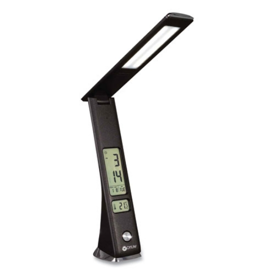 Picture of Wellness Series Rise LED Desk Lamp with Digital Display, 12" to 19" High, Black, Ships in 1-3 Business Days