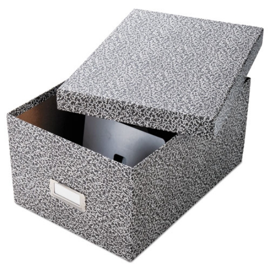 Picture of Reinforced Board Card File, Lift-Off Cover, Holds 1,200 5 X 8 Cards, 8.13 X 11 X 5.75, Black/white