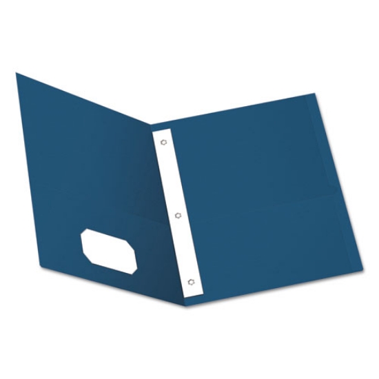 Picture of Twin-Pocket Folders With 3 Fasteners, 0.5" Capacity, 11 X 8.5, Blue, 25/box