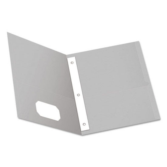 Picture of Twin-Pocket Folders With 3 Fasteners, 0.5" Capacity, 11 X 8.5, Gray, 25/box