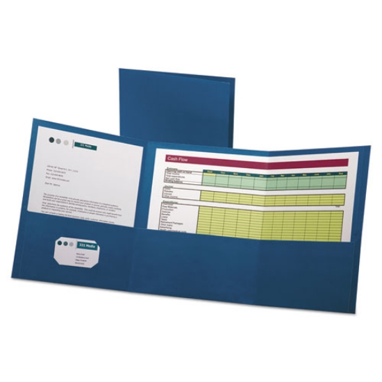 Picture of Tri-Fold Folder W/3 Pockets, 150-Sheet Capacity, 11 X 8.5, Blue, 20/box