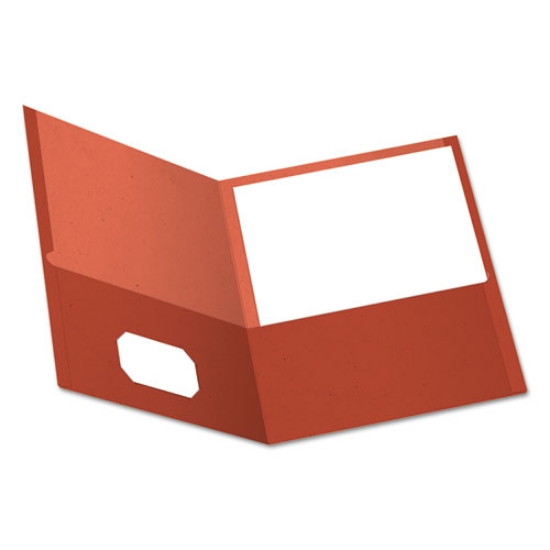 Picture of Earthwise By Oxford 100% Recycled Paper Twin-Pocket Portfolio, 100-Sheet Capacity, 11 X 8.5, Red, 25/box