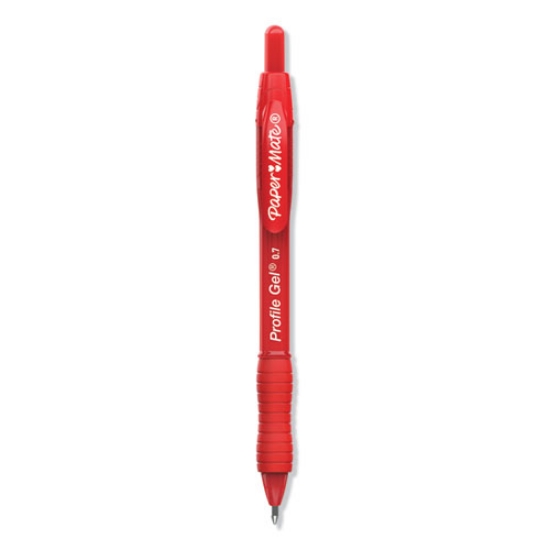 Picture of Profile Gel Pen, Retractable, Medium 0.7 Mm, Red Ink, Translucent Red Barrel, Dozen