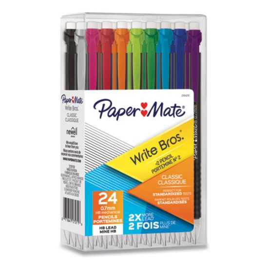 Picture of Write Bros Mechanical Pencil, 0.7 mm, HB (#2), Black Lead, Assorted Barrel Colors, 24/Pack