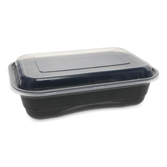 Picture of EarthChoice Versa2Go Microwaveable Container, 36 oz, 8.4 x 5.6 x 2, Black/Clear, Plastic, 150/Carton