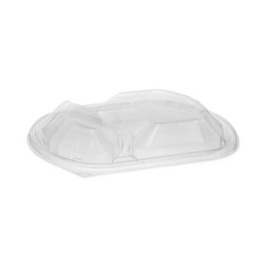 Picture of ClearView MealMaster Lid with Fog Gard Coating, Large 2-Compartment Dome Lid, 9.38 x 8 x 1.25, Clear, Plastic, 252/Carton