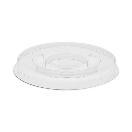 Picture of Plastic Portion Cup Lid, Fits 0.5 oz to 1 oz Cups, Clear, 100/Sleeve, 25 Sleeves/Carton