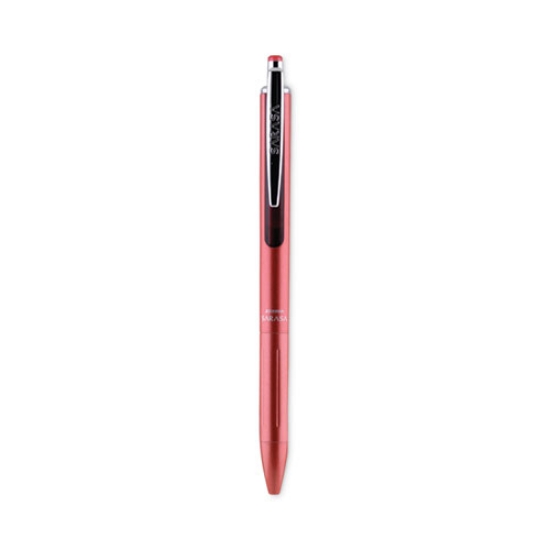 Picture of EnerGel RTX Gel Pen, Retractable, Medium 0.7 mm, Black Ink, Metallic Red Barrel, 5/Pack