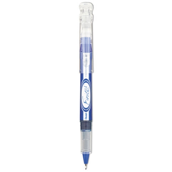 Picture of Finito! Porous Point Pen, Stick, Extra-Fine 0.4 mm, Blue Ink, Blue/Silver/Clear Barrel