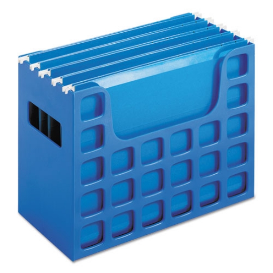Picture of Desktop File With Hanging Folders, Letter Size, 6" Long, Blue