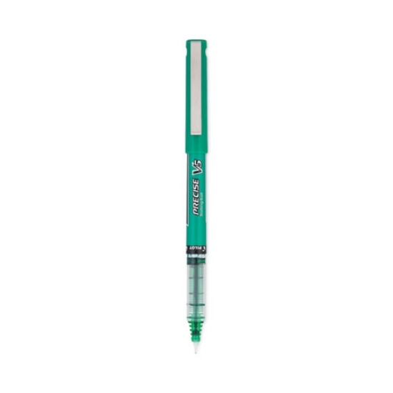 Picture of Precise V5 Roller Ball Pen, Stick, Extra-Fine 0.5 mm, Green Ink, Green/Clear Barrel, Dozen