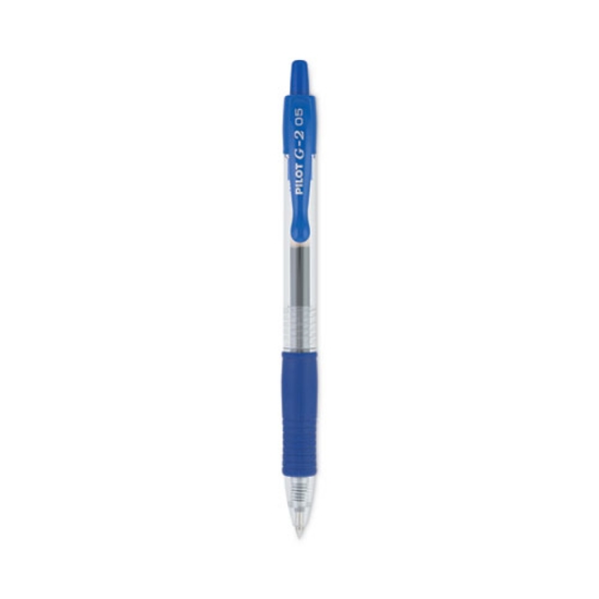 Picture of G2 Premium Gel Pen, Retractable, Extra-Fine 0.5 mm, Blue Ink, Smoke/Blue Barrel, Dozen