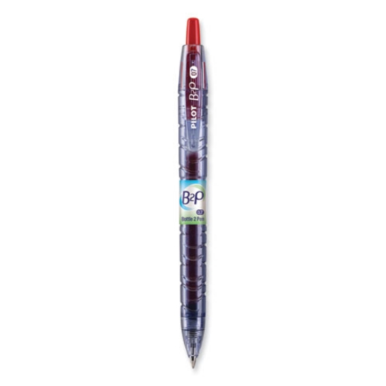 Picture of B2p Bottle-2-Pen Recycled Gel Pen, Retractable, Fine 0.7 Mm, Red Ink, Translucent Blue Barrel