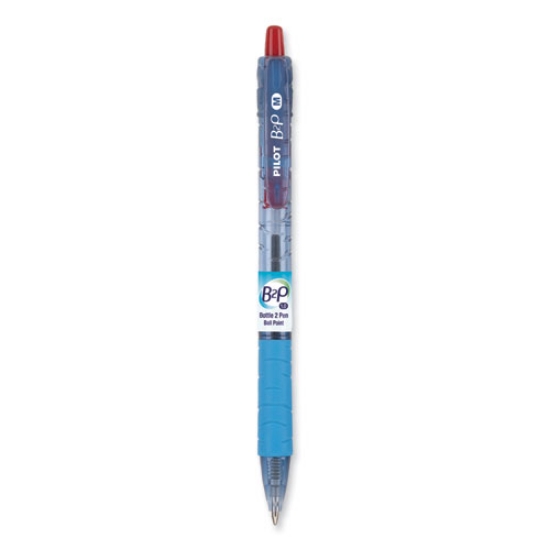 Picture of B2p Bottle-2-Pen Recycled Ballpoint Pen, Retractable, Medium 1 Mm, Red Ink, Translucent Blue Barrel, Dozen