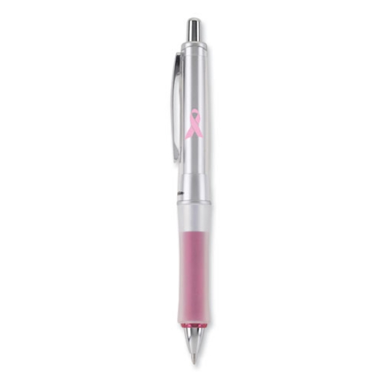 Picture of Dr. Grip Center Of Gravity Breast Cancer Awareness Ballpoint Pen, Retractable, Medium 1mm, Black Ink, Silver/pink Barrel