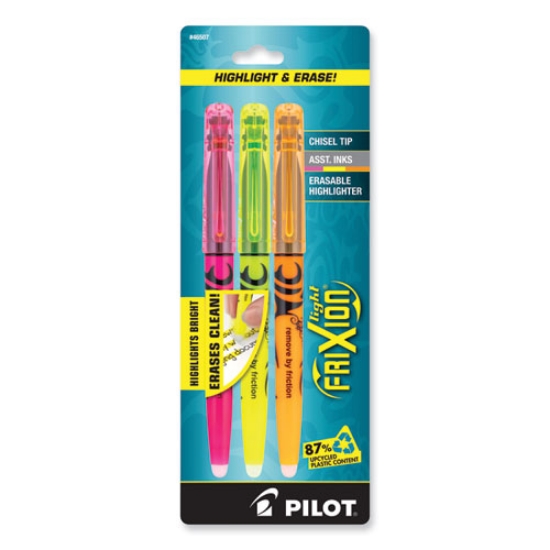 Picture of Frixion Light Erasable Highlighter, Assorted Ink Colors, Chisel Tip, Assorted Barrel Colors, 3/pack