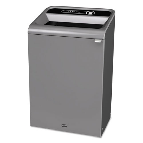 Picture of configure indoor recycling waste receptacle, 33 gal, metal, gray