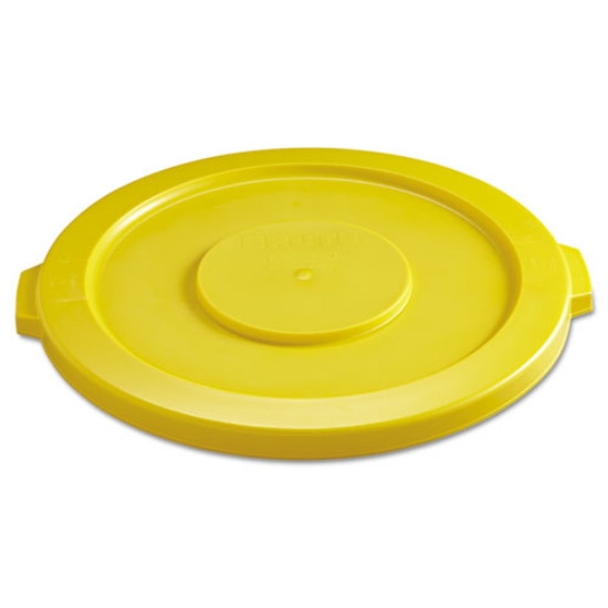 Picture of BRUTE Self-Draining Flat Top Lids for 32 gal Round BRUTE Containers, 22.25" Diameter, Yellow