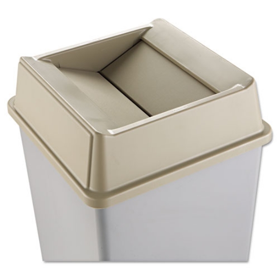 Picture of Untouchable Square Swing Top Lid, Plastic, 20.13w X 20.13d X 6.25h, Beige