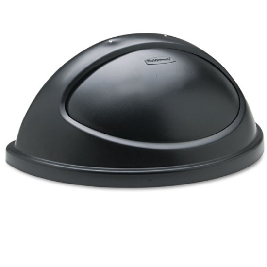 Picture of Untouchable Plastic Half-Round Lid, 21.38w X 12.38d X 9.13h, Black
