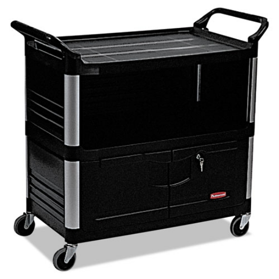 Picture of Xtra Equipment Cart, Plastic, 3 Shelves, 300 lb Capacity, 20.75" x 40.63" x 37.8", Black