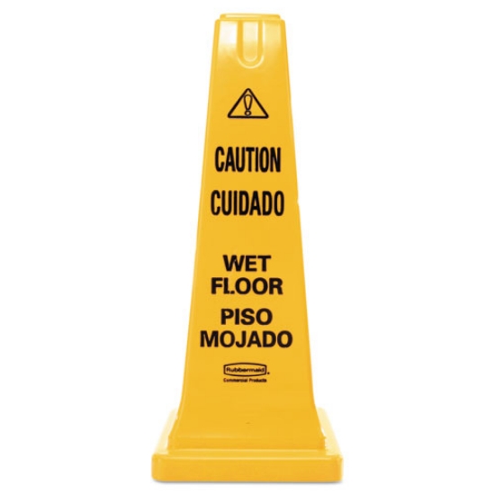 Picture of Multilingual Wet Floor Safety Cone, 10.55 X 10.5 X 25.63, Yellow