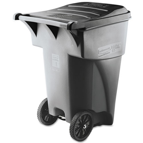 Picture of Brute Roll-Out Heavy-Duty Container, 95 gal, Polyethylene, Gray