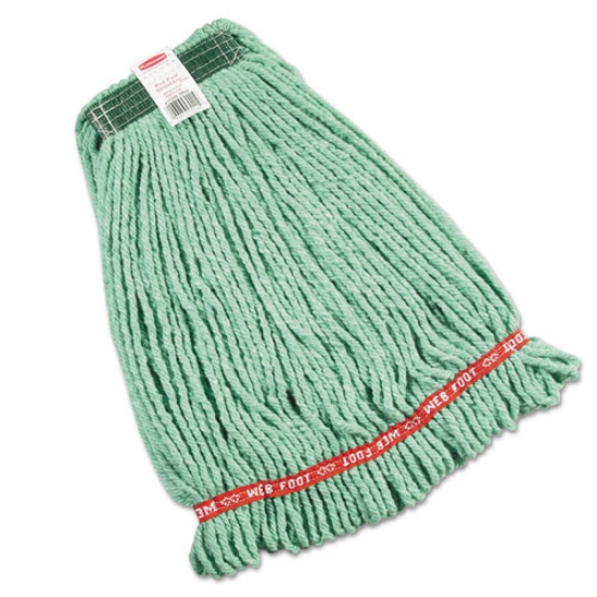 Picture of Web Foot Wet Mop Heads, Shrinkless, Cotton/synthetic, Green, Medium