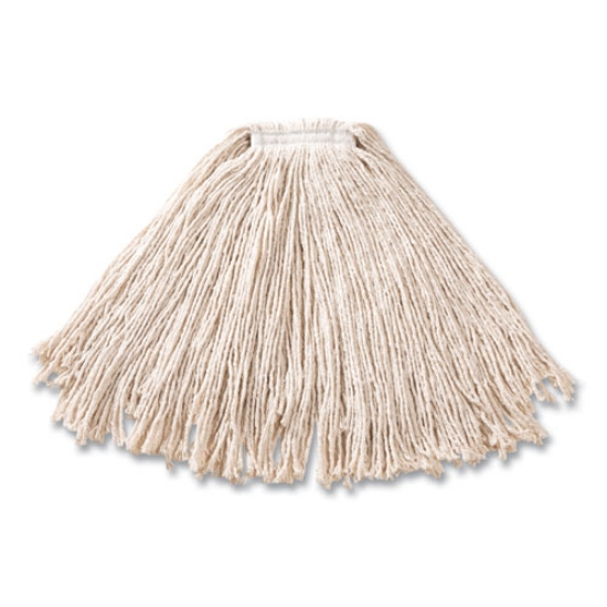 Picture of Cut-End Cotton Wet Mop Heads, Cotton/Plastic, White, 12/Carton